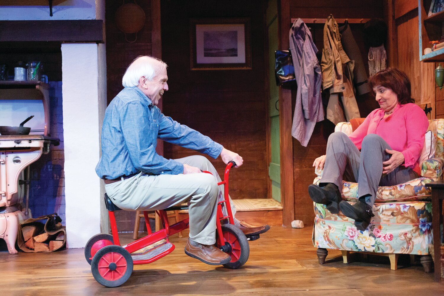 Richard Donelly as Robin with Phyllis Kay as Rose in “The Children” at Gamm Theatre.